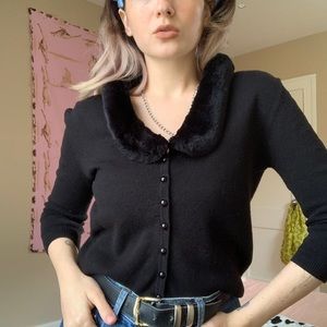 black faux fur sweater